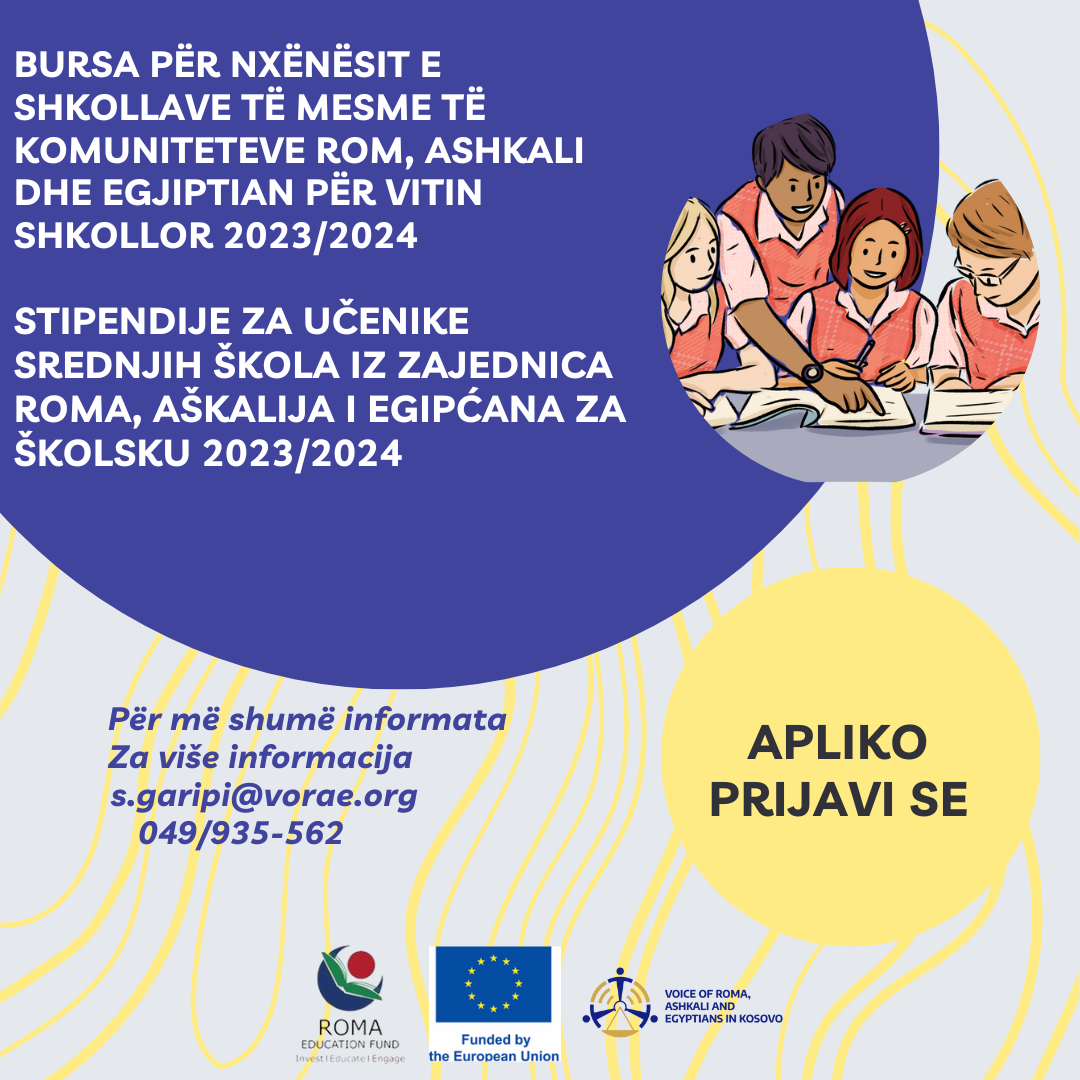 Call for Applications: Scholarships for Students of the Roma, Ashkali and Egyptian Communities for the 2023/2024 School Year